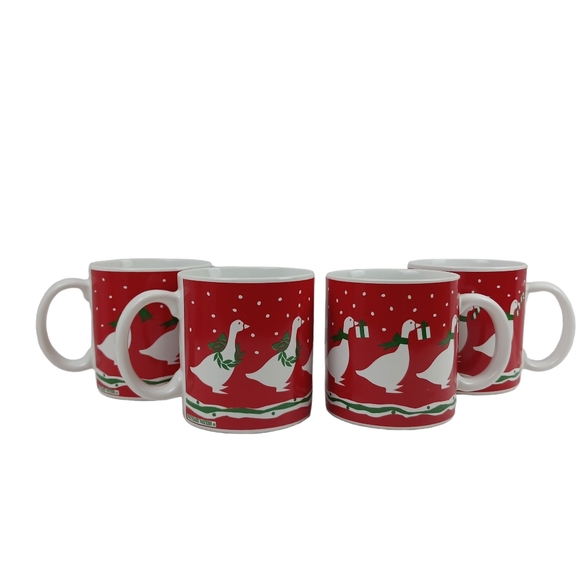 Vintage Dayton Hudson Christmas mugs set of 4 ducks 1987 Boundary Waters - Picture 2 of 12